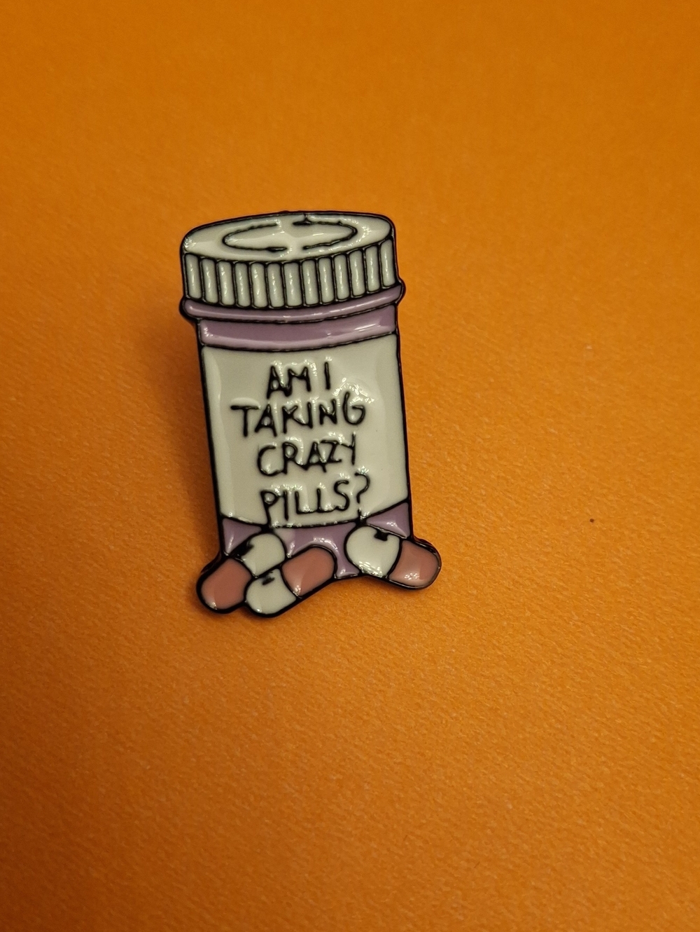 Pharmacy Pink & White Pill Bottle Enamel Tack Pin New